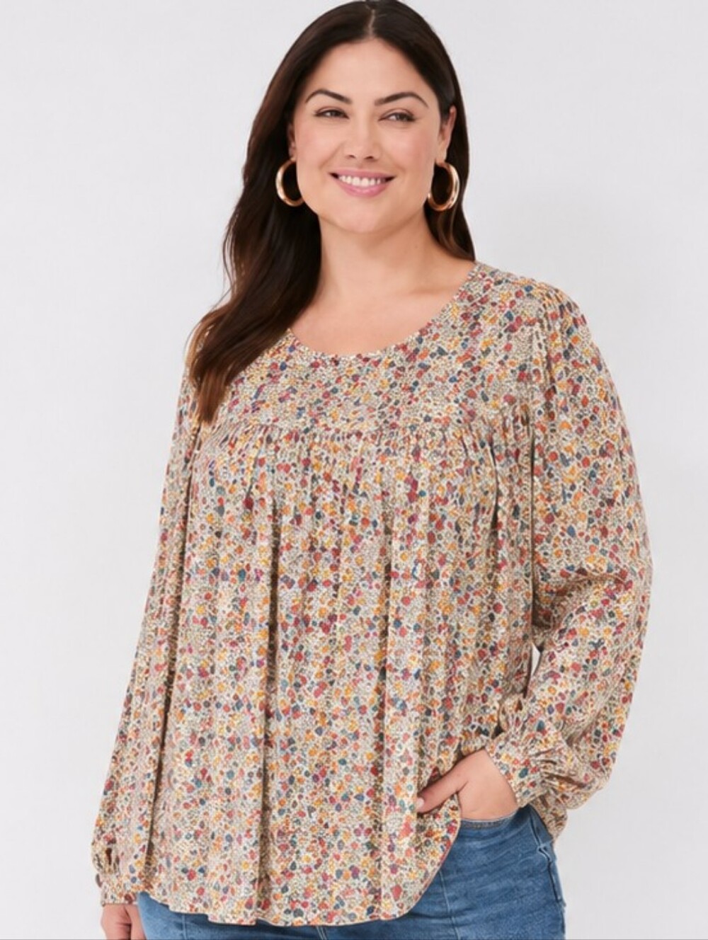 NWTs Lane Bryant 3XL Women’s Peasant Blouse Prairie Cottage Core Ditsy Floral